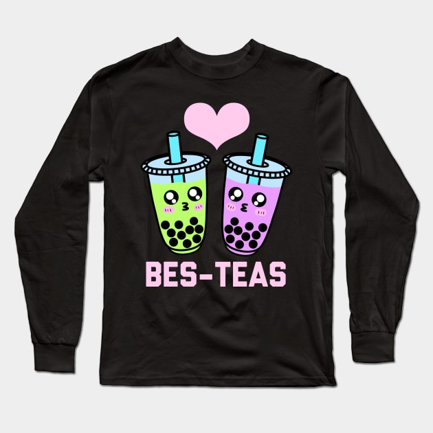 Funny Boba Tea Matching Couple Bubble Tea Besties Long Sleeve T-Shirt by faiiryliite